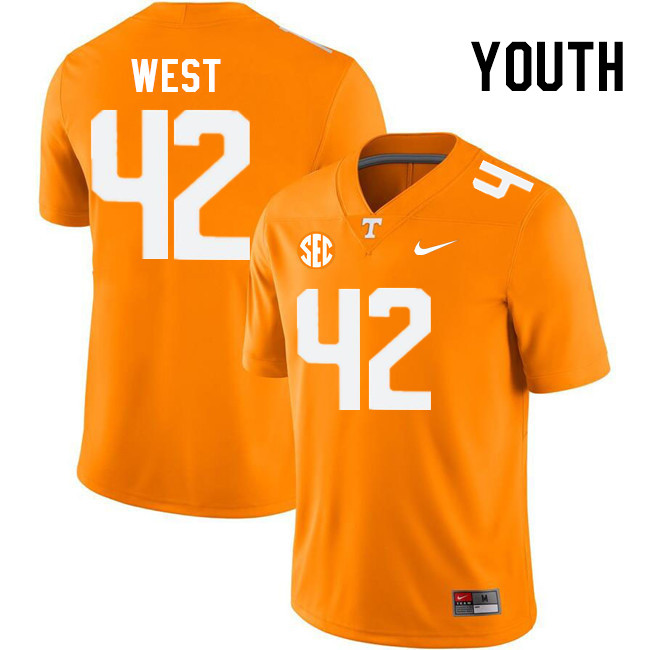 Youth #42 Tyre West Tennessee Volunteers College Football Jerseys Stitched Sale-Orange - Click Image to Close